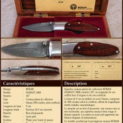 B&Ouml;KER DAMAST 2000 n&deg;387/999 - Damas 300 couches - Coffret & certificat
