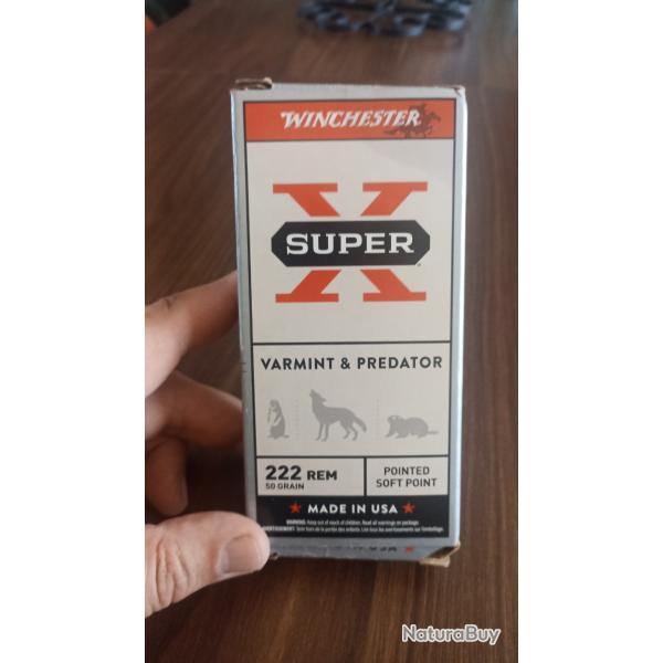 Munitions WINCHESTER cal 222 SUPER X 50 grains