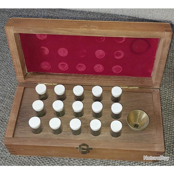 Coffret de rechargement en bois pour Poudre Noire - 15 dosettes + Entonnoir laiton