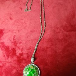 Pendentif ancien en &eacute;mail de Limoges sign&eacute; M. B&eacute;tourn&eacute;   1960