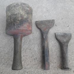 Vieux outils Maillet et ciseau tailleur de pierres