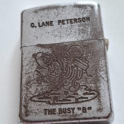 Briquet Zippo des ann&eacute;es 50, guerre de Cor&eacute;e. USS Briareus et Busy "B" nominatif