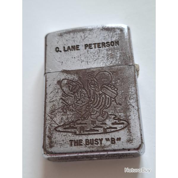 Briquet Zippo des ann�es 50, guerre de Cor�e. USS Briareus et Busy "B" nominatif