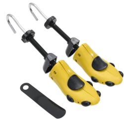Tendeurs chaussures plastique jaune EU 37-41 r&eacute;glables avec chausse-pied