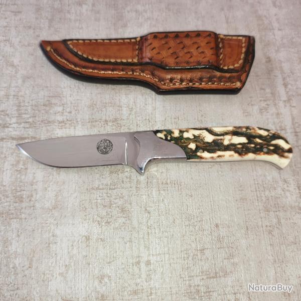 Titre : Couteau Custom D'ALTON HOLDER - Phoenix AZ - Manche Stag - �tui cuir