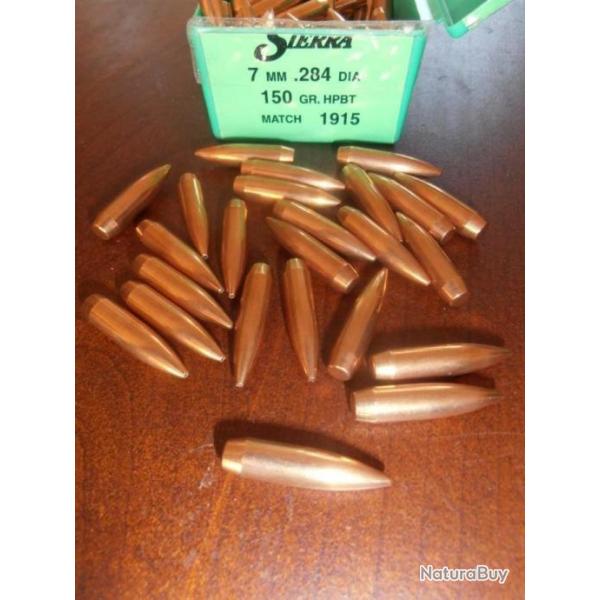 50 ogives Sierra 150 gr HPBT - 284 - 7.08 rem , 7x64, 280 rem, 284 w, 7 rem mag.......