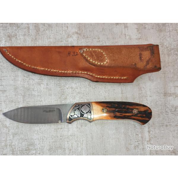 Titre NaturaBuyCouteau Custom RONALD GASTON - Damas - Gravure S. LYTTON - �tui cuir