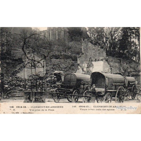 Carte Postale Clermont-en-Argonne 1914-1915 Vue prise de la Place -N�8781