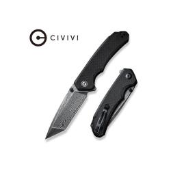 Couteau Pliant Civivi Brazen Tanto Lame Acier Damas Manche Micarta Noir Linerlock CIVC2023DS1