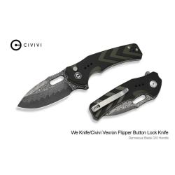 Couteau Pliant Civivi Vexron Lame Acier Damas Manche G10 Noir et Vert Button Lock CIVC24066DS1