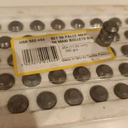 Bo&icirc;te 50 balles plomb Maxi Bullet .454 (250 gr) � Davide Pedersoli