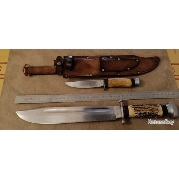 Rare double Anton Wingen Jr Othello. Solingen Ancien couteau haut de gamme de chasse Allemand .