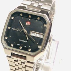 Montre Rado Voyager Automatique Vintage Cadran Noir Strass calibre ETA 2836-2 tr&egrave;s bon &eacute;tat