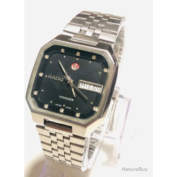 Montre Rado Voyager Automatique Vintage Cadran Noir Strass calibre ETA 2836-2 tr�s bon �tat