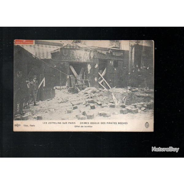 les zeppelins sur paris crimes odieux des pirates boches cpa effet de bombe