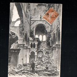 albert int&eacute;rieur de la basilique guerre 1914-1918 cpa les grandes orgues apr&egrave;s le bombardement