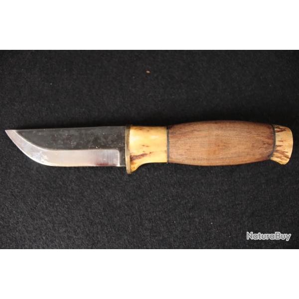 Couteau Puukko Polar, lame de 90 mm, manche en bois et andouiller de cerf, LT 205 mm, avec �tui