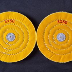 2 Disques de polissage en coton impr&eacute;gn&eacute; jaune 200 mm ( Polir Polissoir Polisseuse )