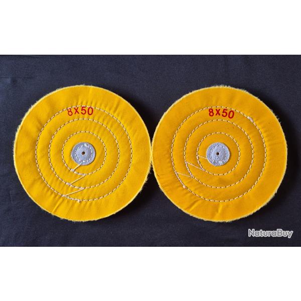 2 Disques de polissage en coton impr�gn� jaune 200 mm ( Polir Polissoir Polisseuse )