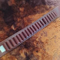Cartouchi&egrave;re en cuir SACAR - Calibre 12 (20 tubes) - Fabriqu&eacute;e en France
