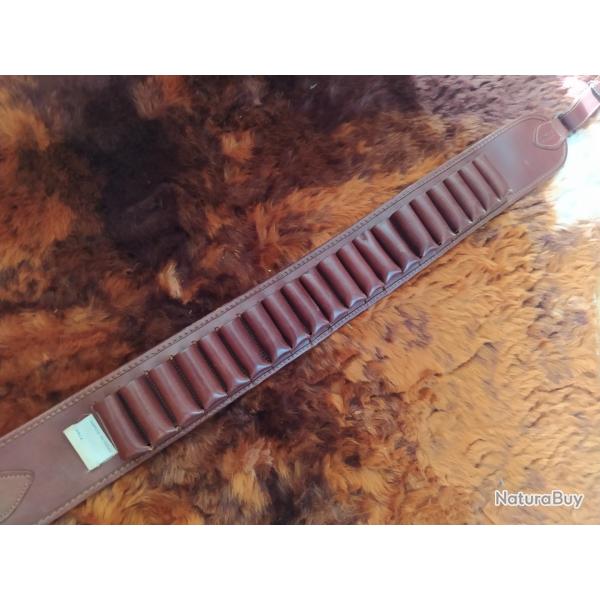 Cartouchi�re en cuir SACAR - Calibre 12 (20 tubes) - Fabriqu�e en France