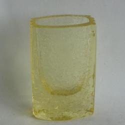 Vase verre bull&eacute; jaune Karel W&uuml;nsch Boh&egrave;me Tch&eacute;coslovaquie