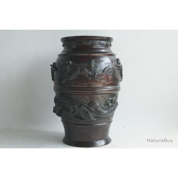 Ancien vase bronze Dragons Chine
