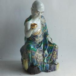 Moine Bouddhiste Luohan c&eacute;ramique Famille verte Chine