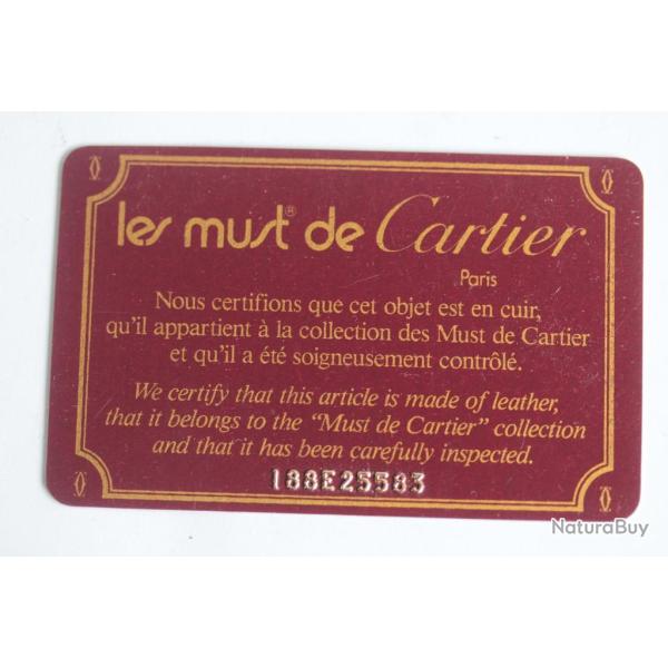 CARTIER Carte de garantie vierge Must de Cartier cuir