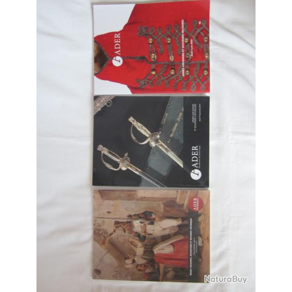 LOT DE 3 CATALOGUES ADER NORDMANN : ARMES ANCIENNES, EQUIPEMENTS ET ACCESSOIRES