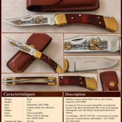 BUCK 110 - S&eacute;rie limit&eacute;e 1627/2000 - Gravure cerfs - &Eacute;tui cuir d'origine