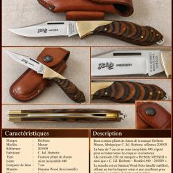 HERBERTZ MESSER - C. JUL. HERBERTZ - ACIER 440 - STAMINA WOOD - &Eacute;TUI CUIR