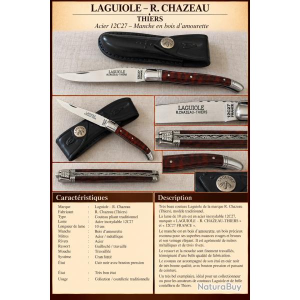 LAGUIOLE R. CHAZEAU - THIERS - BOIS D'AMOURETTE - 12C27 - �TUI CUIR
