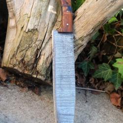Couteau De Cuisine Santoku Lame Acier Damas 256 Couches Manche 2 Bois Fab Artisanale