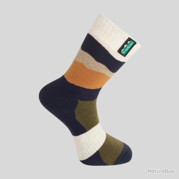 Chaussettes mi-mollet mixtes en laine m�rinos - Navy stripe - Ridgeline of New Zealand - 39/42 / Ray
