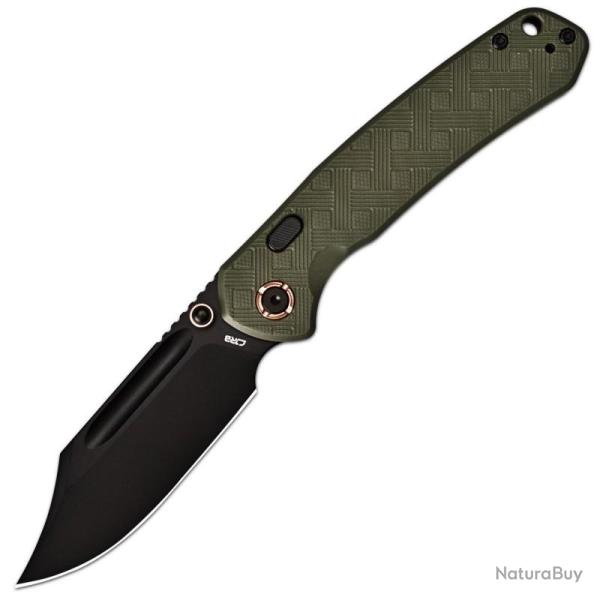 Couteau CJRB Bowie Pyrite Lame Acier AR-RPM9 Manche G10 Vert Top Liner Lock J1942XBGN