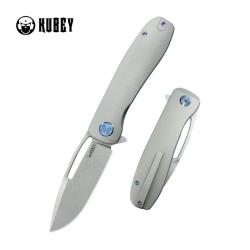 Couteau Kubey Supercell Lame Acier 14C28N Manche Titane Gris Liner Lock KUB353A