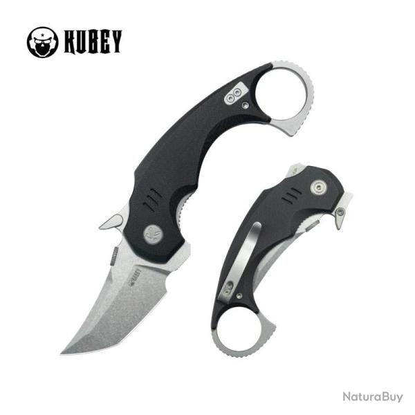 Couteau Kubey Jaw Lame Acier 14C28N Manche G10 Noir Liner Lock KUB439A