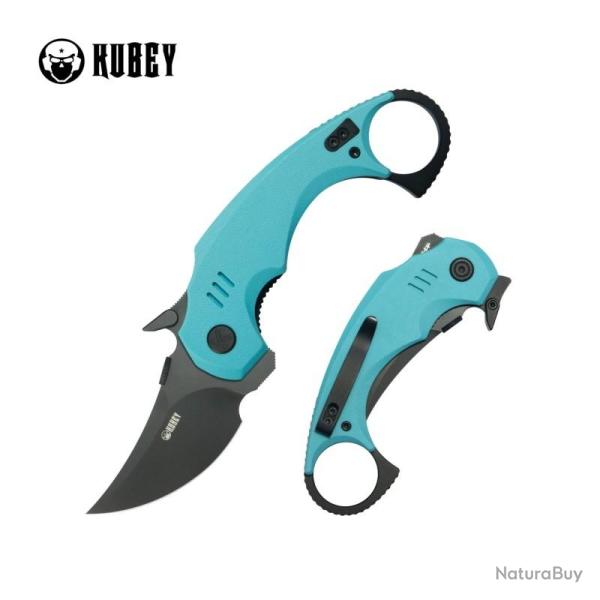 Couteau Kubey Jaw Lame Acier 14C28N Manche G10 Bleu Tiffany Liner Lock KUB440D
