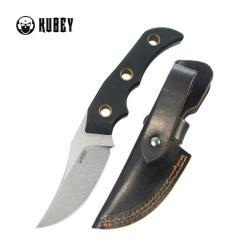 Couteau Fixe Kubey Blade Hunter Lame Acier 14C28N Manche G10 Noir &Eacute;tui Cuir KUB375A