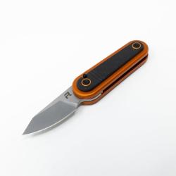 Couteau Revo Spirit Lame Acier 14C28N Manche Aluminium Orange Fibre de Carbone Button Lock REVSPRTOR