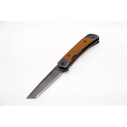 Couteau Revo Duo Tanto Lame Acier 9Cr18MoV Manche G10 Marron Framelock Coupe-Ceinture REVDUOTBRN