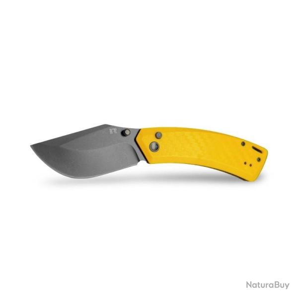 Couteau Revo Canyon Lame Acier 4Cr13MoV Manche FRN Jaune Button Lock REVCNYNYLW