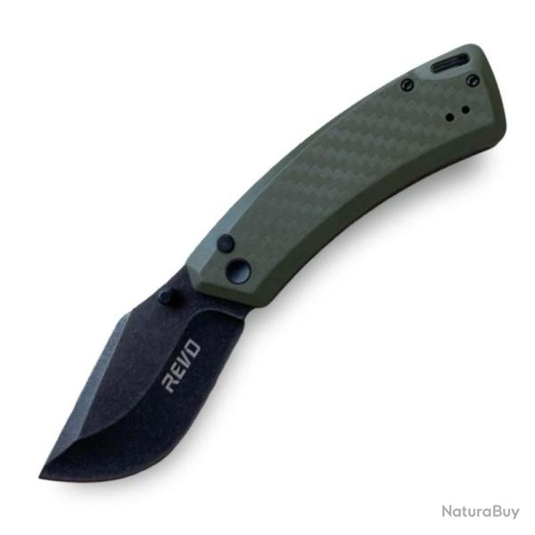 Couteau Revo Canyon Lame Acier 4Cr13MoV Manche FRN Vert Olive Button Lock REVCNYNGRN