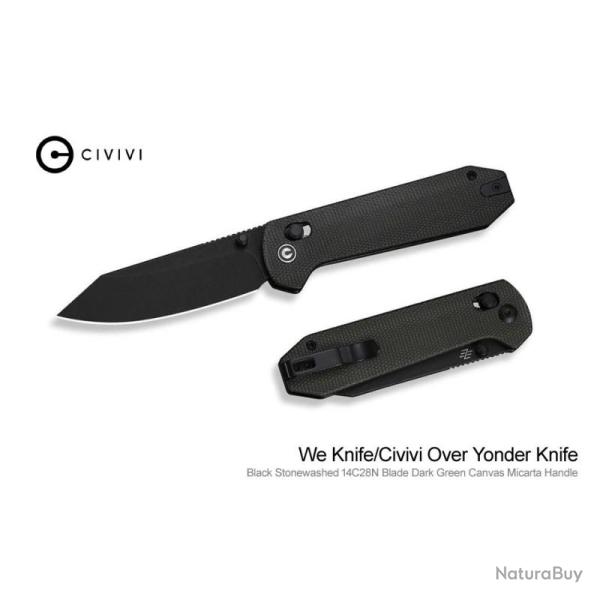 Couteau Pliant Civivi Over Yonder Lame Acier 14C28N Noire Manche Micarta Vert Fonc� CIVC250271