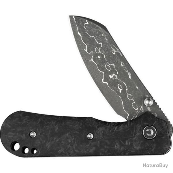 Couteau Pliant Civivi Crabby Lame Damas Manche Carbone Fibr� Marbr� Linerlock CIVC24055DS1