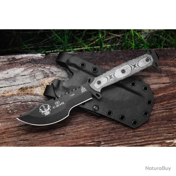 Couteau Fixe TOPS Skullcrushers Xtreme Sidekick Lame Acier 1095HC Manche Micarta Gris USA TPSXS01