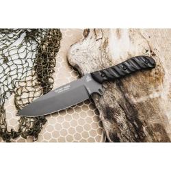 Couteau Fixe TOPS Silent Hero Lame Acier 1095HC Manche Micarta Noir Housse Cuir USA TPHERO03