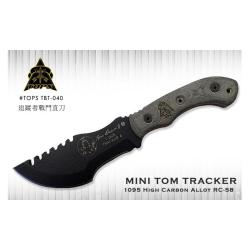 Couteau TOPS Mini Tom Brown Tracker Lame Acier 1095 Dos Scie Manche Micarta Lin Noir USA TPTBT040