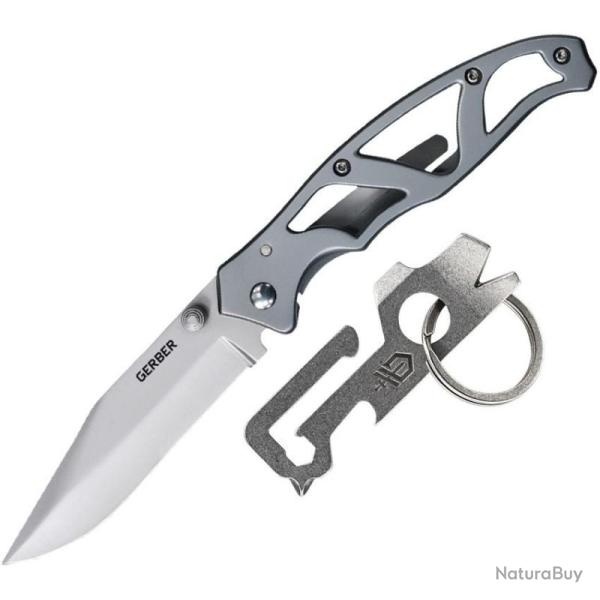 Couteau Pliant Gerber Paraframe + Mullet Manche Acier Inoxydable Sabl� Framelock G3999